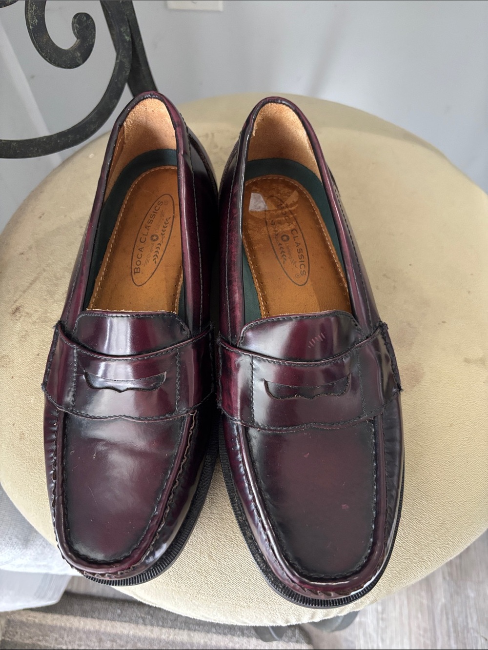 Boca classic Men's Oxford Penny Loafers in Burgundy - Picture 1 of 6
